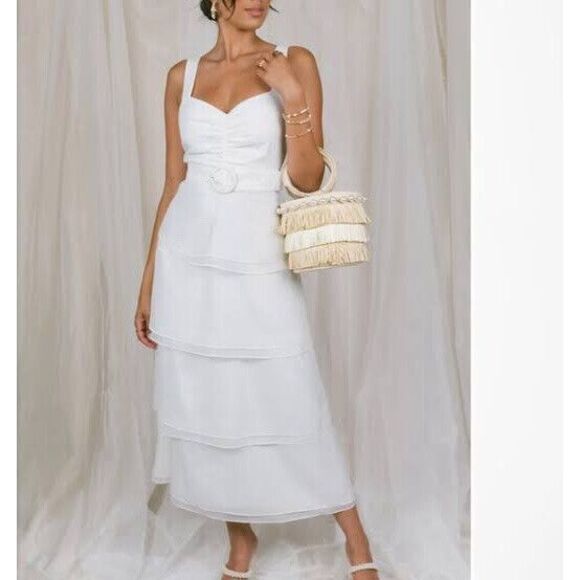 Show Me Your MuMu White Oranganza Bride Cosmopolitan Midi Dress Size Xxs. B26 - Picture 1 of 13